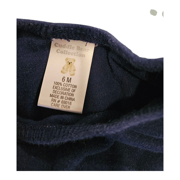 Cuddle Bear Collection Child Size 6M Blue and White Long Sleeve Striped Dress - Picture 3 of 8